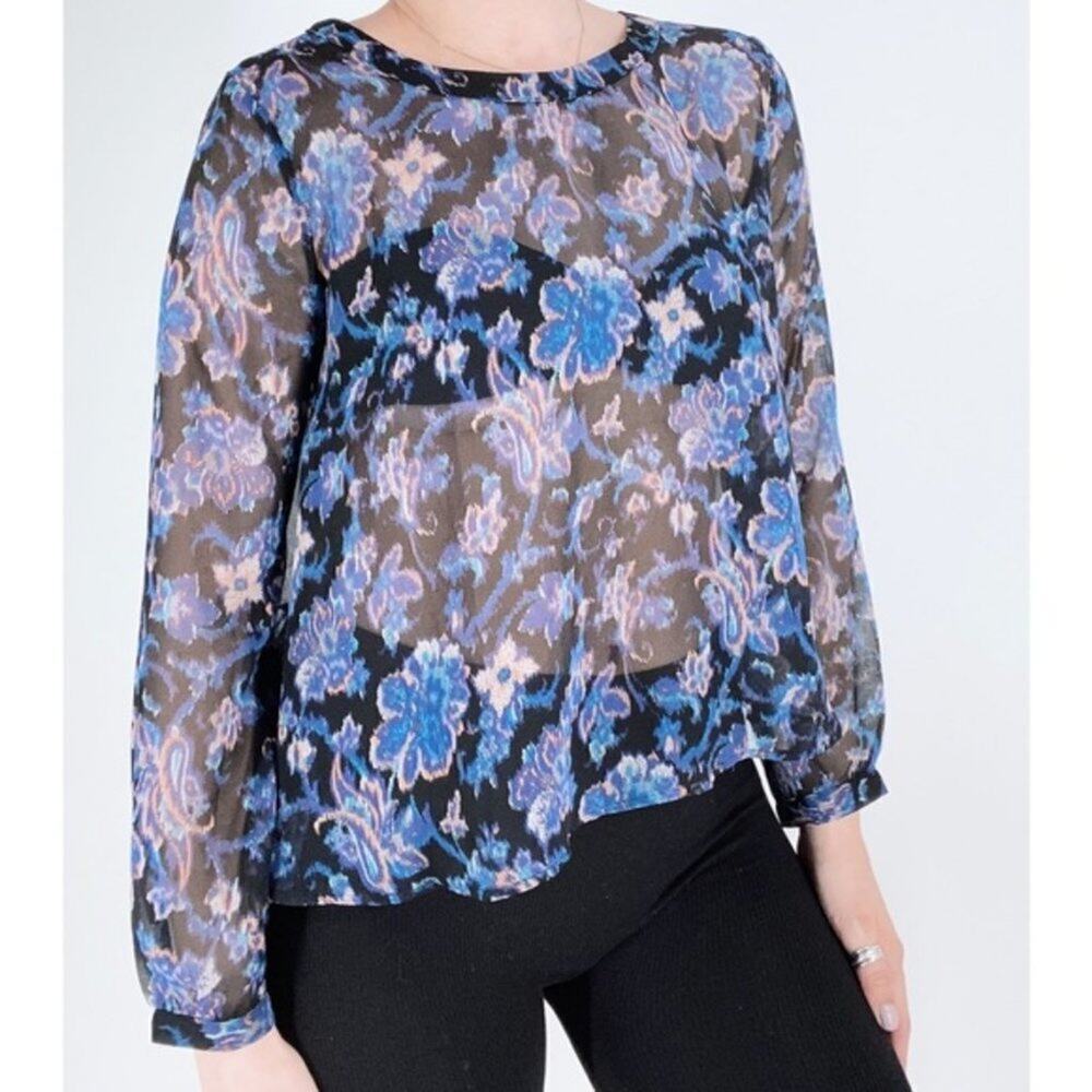 ASTR the Label Sheer Floral Long Sleeve Top